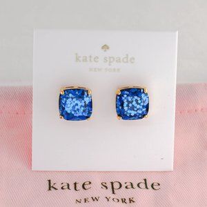Kate Spade Small Square Stud in Navy Glitter (with Dust Bag) NEW